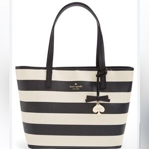 Kate Spade Black and Cream Striped Tote